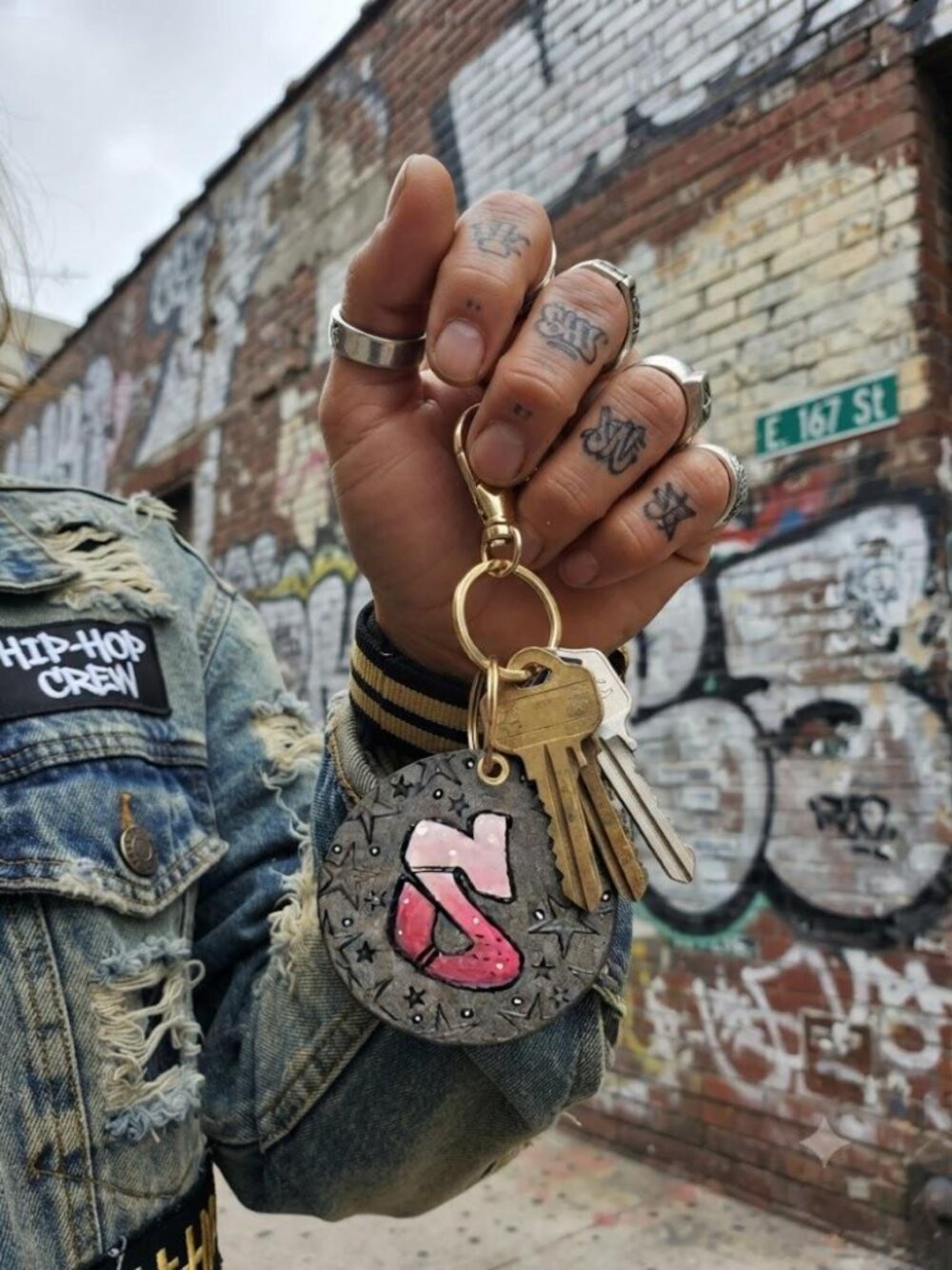 Letter S Grafitti Leather Keychain - Purse Charm